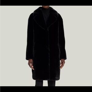 Stand studio faux fur coat black new